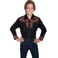 Scully Kids Shirt - Gun Fighter / Floral Tooled Embroidery  Scully Kids Shirt - Gun Fighter / Floral Tooled Embroidery