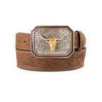 Ariat by M & F Men's Accessories - 1 1/2" Floral Embossed - Brown Ariat by M & F Men's Accessories - 1 1/2" Floral Embossed - Brown