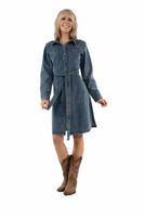 Scully Women's Dress - Honey Creek Collection - Snap Front W/ Tie - Denim