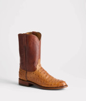 Lucchese Men's Boots - Zane Roper - Full Quill Ostrich - Barnwood / Tan
