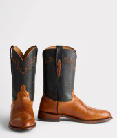 Lucchese Men's Boots - Sunset Roper - Smooth Ostrich - Cognac