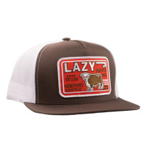 Lazy J Ranchwear Accessories - Brown & White Big Red Classic Five Panel Trucker