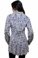 Scully Women's Shirt - Honey Creek Collection - Floral Button Up - Blue