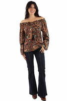 Scully Women's Shirt - Honey Creek Collection - Vibrant Western Print - Black