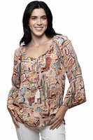 Scully Women's Shirt - Honey Creek Collection - Vibrant Western Print - Cream