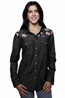 Scully Women's Shirt - Honey Creek Collection - Playing Cards Print - Black
