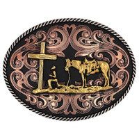 Montana Silversmith Accessories - Tri Tone Christian Cowboy Attitude Buckle
