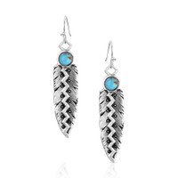 Montana Silversmith Accessories - Wild Lightning American Made Dangle Earrings - Feather w/TQ