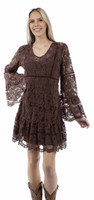 Scully Women's Dress - Honey Creek Collection - Lace / Flare Sleeves - Chocolate