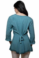 Scully Women's Shirt - Honey Creek Collection - 3/4 Sleeve / Tie Back - Teal
