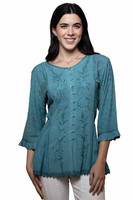 Scully Women's Shirt - Honey Creek Collection - 3/4 Sleeve / Tie Back - Teal