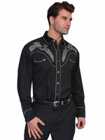 Scully Men's Shirt - Classic Bootstitch - Black