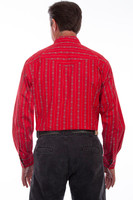 Scully Men's Shirt - Skull Stripes - Red