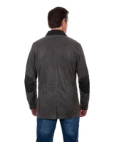 Scully Men's Jacket - Leather Blazer W/ Elbow Patches - Grey