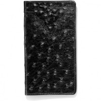 Leegin / Brighton Men's Accessories - Ostrich Print Checkbook Wallet - Black