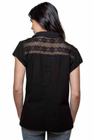 Scully Women's Shirt - Cap Sleeve / Lace Detail - Black