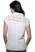 Scully Women's Shirt - Cap Sleeve / Lace Detail - White