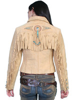 Scully Women's Jacket - Beaded Fringe / Boar Suede - Old Rust # 126