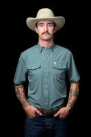 Ferrell Men's Shirt - Core - UPF35+ Vented / Pearl Snap - Aqua