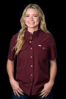 Ferrell Women's Shirt - Core - UPF 50+ / Short Sleeve Snap - Maroon