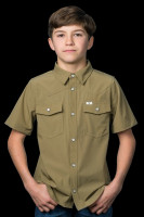 Ferrell Kids Shirt - Core - UPF 50+ / Short Sleeve Snap - Khaki