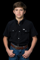 Ferrell Kids Shirt - Core - UPF 50+ / Short Sleeve Snap - Black