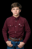 Ferrell Kids Shirt - Core - UPF 50+ / Long Sleeve Snap - Maroon