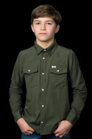 Ferrell Kids Shirt - Core - UPF 50+ / Long Sleeve Snap - Olive
