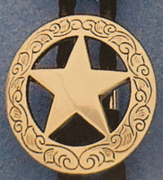 Billy's Western Wear Accessories - Bolo Tie - Circle / Star - Antique Silver