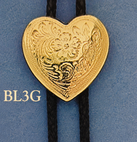 Billy's Western Wear Accessories - Bolo Tie - Heart / Rope Edge - Gold