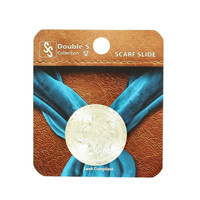 Double S Collection by M&F - Scarf Slide Concho with Floral Etching - Silver
