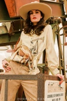 Double D Ranch Women's - Seen In Texas Blouse - Bone
