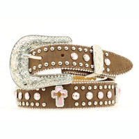 Nocona by M&F Kids Accessories - Fashion Cross Belt - Pink Rhinestones
