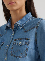 Wrangler Women's Shirt - Western LS Denim 