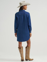 Wrangler Women's Dress - Long Sleeve Shirt Style - Dark Denim