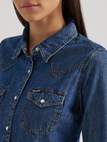 Wrangler Women's Shirt - Western Fashion - Dark Denim