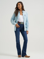 Wrangler Women's Shirt - Western Snap - Bleached Denim