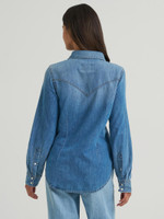Wrangler Women's Shirt - Western Snap - Light Denim