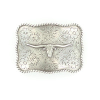 Nocona by M&F Accessories - Silver Floral Engraved w/ Longhorn Buckle