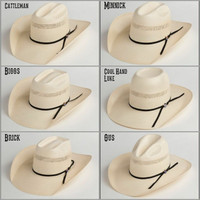 Biggar Straw Hat - Patchwork - Checkered / 4 1/4" Brim - Natural