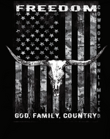 Moss Brothers Men's Shirt - Cowboys Unlimited - Freedom Skull - Black
