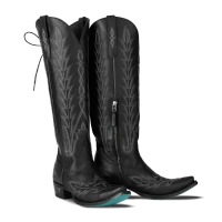 Lane Women's Boots -  Lexington Knee High Corset - Jet Black