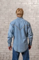 Rockmount Ranch Wear Men's Shirt - Blanket Stitch - Stonewash Denim