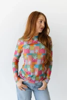 Turquoise Haven Women's Shirt - Multi Star Paisley / Mesh 