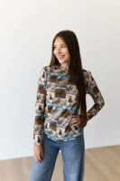 Turquoise Haven Women's Shirt - Western Photo Grid / Mesh 