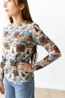 Turquoise Haven Women's Shirt - Western Photo Grid / Mesh 