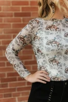 Turquoise Haven Women's Shirt - Ivory Bronc Paisley / Mesh 