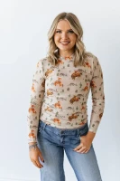 Turquoise Haven Women's Shirt - Taupe Bronc Lasso Desert / Mesh 