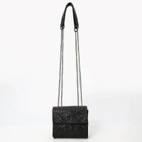 American Darling Women's Accessories - Chain Crossbody Bag - Black Tooled Leather