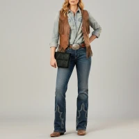 American Darling Women's Accessories - Chain Crossbody Bag - Black Tooled Leather